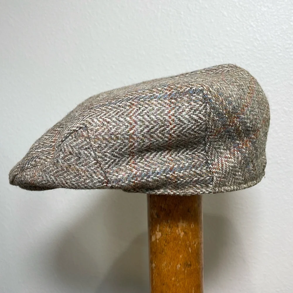 Vintage Dunn & Co Rutland County Cap Wool Cabbie Newsboy Brown Tweed Size 7